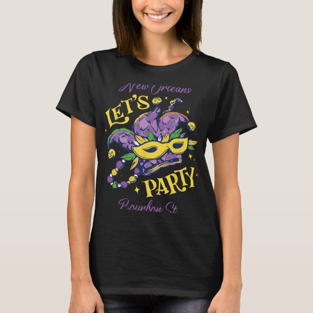 Mardi Gras Bourbon Street New Orleans Souvenir Lou T-Shirt (Front)