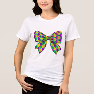 Mardi Gras Bow   Coquette Bow Mardi Gras Louisiana Tri-Blend Shirt