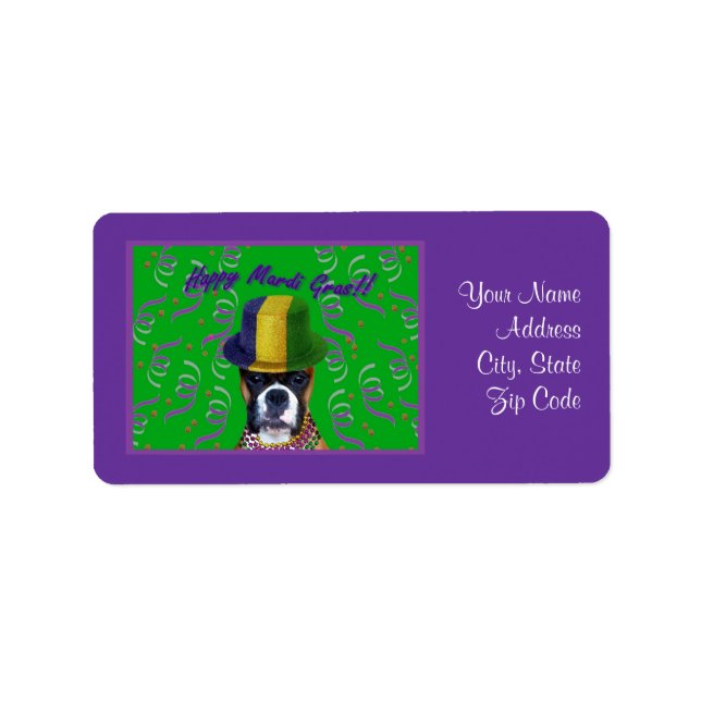 Mardi Gras Boxer Address labels (Front)