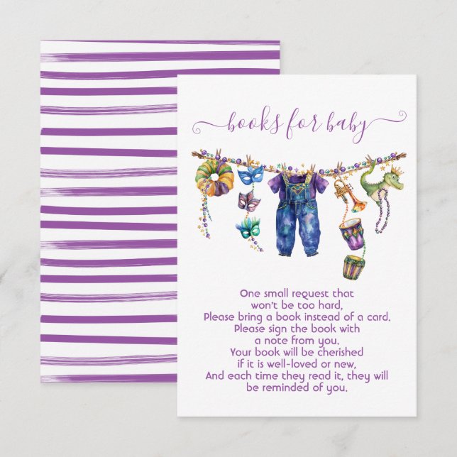 Mardi Gras Boy Clothesline books for baby Invitation (Front/Back)