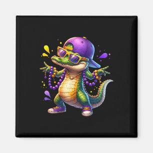 Mardi Gras Boys Men Alligator Mardi Gras Magnet