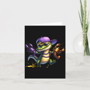 Mardi Gras Boys Men Crawfish Alligator Mardi Gras Card