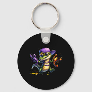 Mardi Gras Boys Men Crawfish Alligator Mardi Gras Key Ring