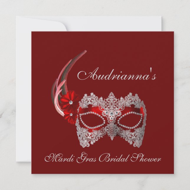"Mardi Gras Bridal Shower" Invitation (Front)