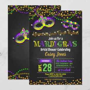 Mardi Gras Bridal Shower Invitation