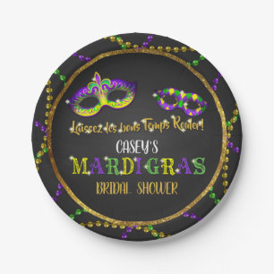 Mardi Gras Bridal Shower Paper Plate