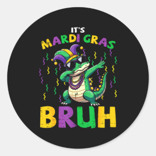 Mardi Gras Bruh Alligator Dab Classic Round Sticker