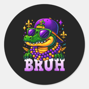 Mardi Gras Bruh Mardigator Alligator Costume Teens Classic Round Sticker