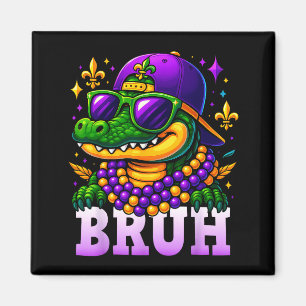 Mardi Gras Bruh Mardigator Alligator Costume Teens Magnet