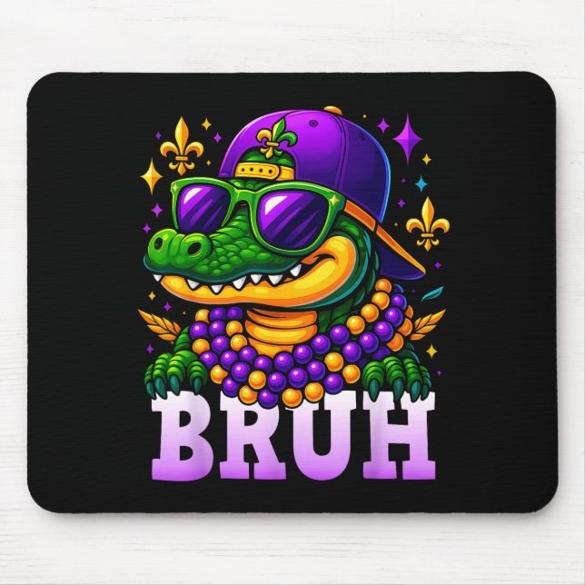 Mardi Gras Bruh Mardigator Alligator Costume Teens Mouse Mat (Front)