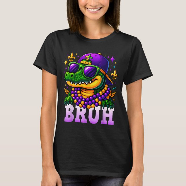 Mardi Gras Bruh Mardigator Alligator Costume Teens T-Shirt (Front)
