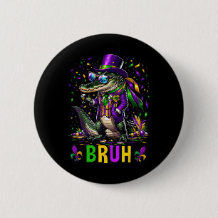 Mardi Gras Bruh Marigator Alligator Mardi Gras Cos 6 Cm Round Badge