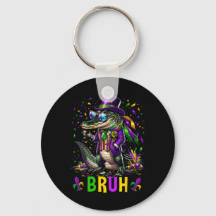 Mardi Gras Bruh Marigator Alligator Mardi Gras Cos Key Ring