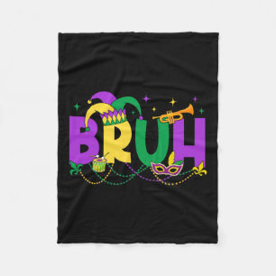 Mardi Gras Bruh Meme Mardi Gras Kids Teens Men Boy Fleece Blanket