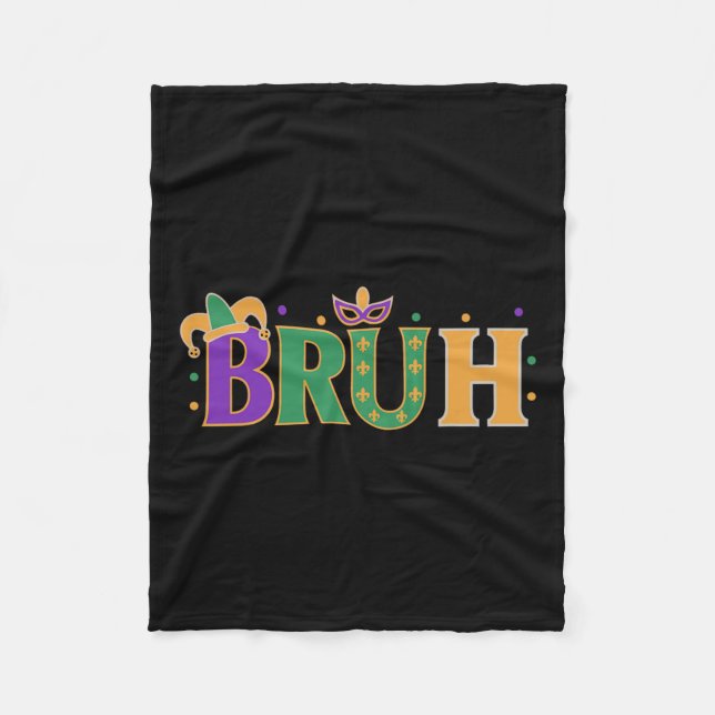Mardi Gras Bruh Shirt Boys Mardi Gras Kids Teens M Fleece Blanket (Front)