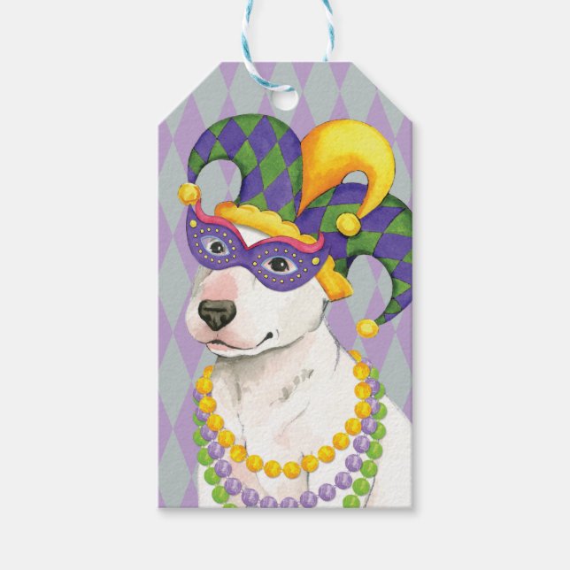 Mardi Gras Bull Terrier Gift Tags (Front)