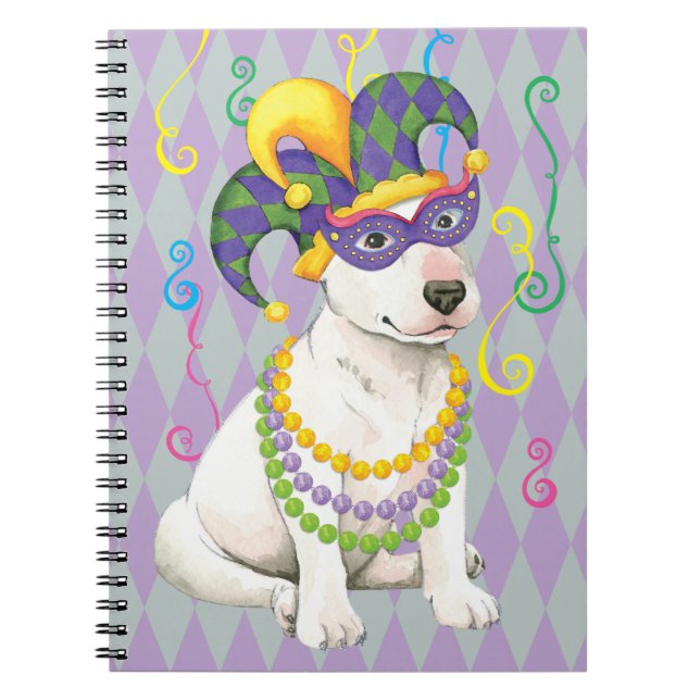 Mardi Gras Bull Terrier Notebook (Front)