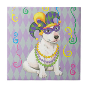 Mardi Gras Bull Terrier Tile