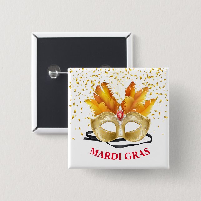 Mardi Gras Button Pin (Front & Back)