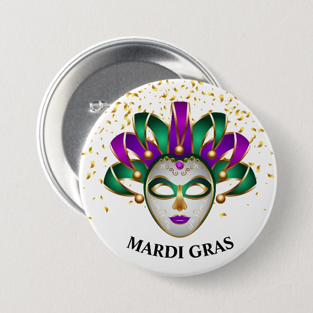 Mardi Gras Button Pin (Front & Back)