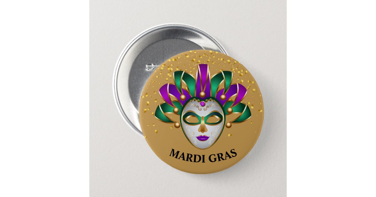 Mardi Gras Button Pin Zazzle 