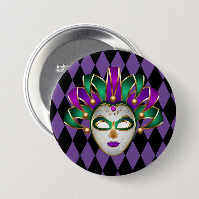 Mardi Gras Button Pin (Front & Back)