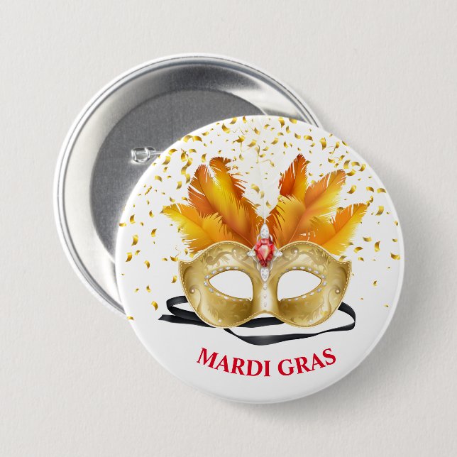 Mardi Gras Button Pin (Front & Back)