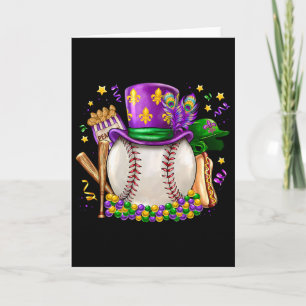 Mardi Gras Bysebyll Jester Hat Fleur De Lis Parade Card