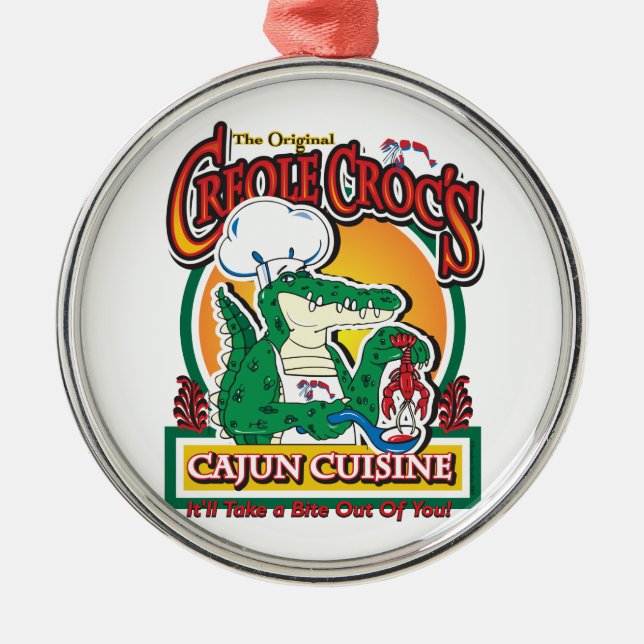 Mardi Gras Cajun Crocodile Metal Tree Decoration (Front)