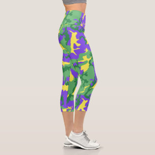 Mardi Gras Camo Camouflage Party Coloured Capri Leggings