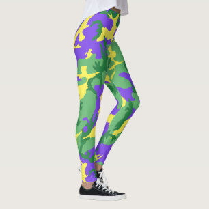 Mardi Gras Camo Camouflage Party Coloured Leggings
