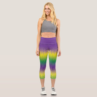 Mardi Gras Capri 3/4 Length Leggings (Liquid)