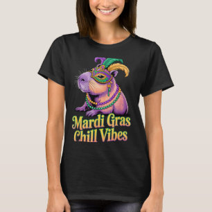 Mardi Gras Capybara Chill Vibes Masquerade Mask Pa T-Shirt