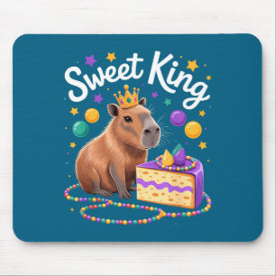 Mardi gras capybara sweet king cake crown carnival mouse mat