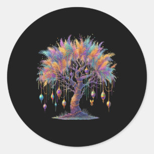 Mardi Gras Carnival Bead-tree Watercolor Festival Classic Round Sticker