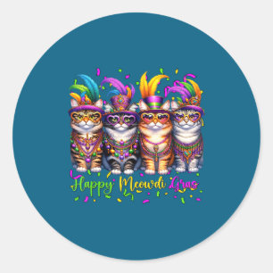 Mardi Gras Carnival Cat Mask Classic Round Sticker