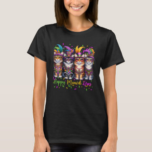 Mardi Gras Carnival Cat Mask Happy Meowdi Gras Cat T-Shirt