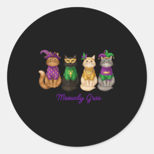 Mardi Gras Carnival Cat Meowdi Gras Funny Gift Men Classic Round Sticker