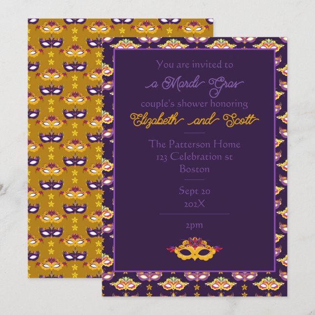 Mardi Gras Carnival Celebration Party Invitation (Front/Back)
