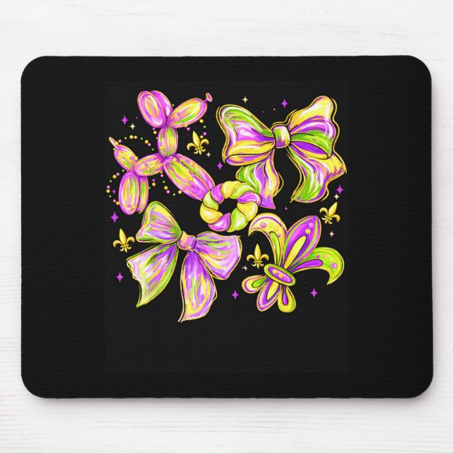 Mardi Gras Carnival Coquette Bow King Cake Fleur D Mouse Mat (Front)