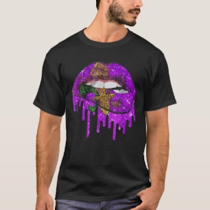 Mardi Gras Carnival Costume Purple Fleur De Is Lip T-Shirt
