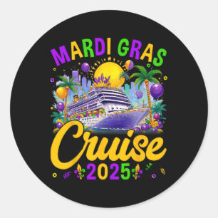 Mardi Gras Carnival Cruise 2025 Family Cruising Ma Classic Round Sticker