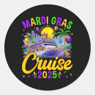 Mardi Gras Carnival Cruise 2025 Family Cruising Ma Classic Round Sticker