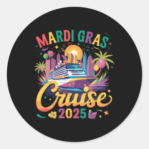 Mardi Gras Carnival Cruise 2025 Family Cruising Ma Classic Round Sticker