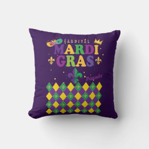 Mardi Gras Carnival Festive Fleur de Lis Diamond Cushion