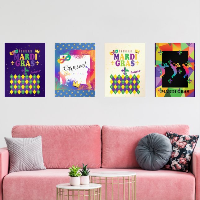 Mardi Gras Carnival Fleur de Lis Diamond Harlequin (Livingroom)