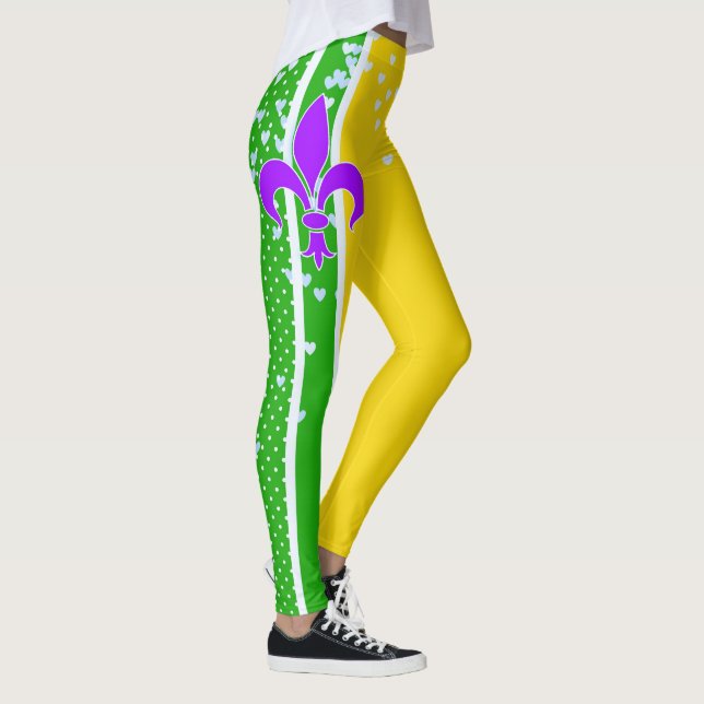 Mardi Gras Carnival | Fleur De Lis Purple Green Leggings (Right)