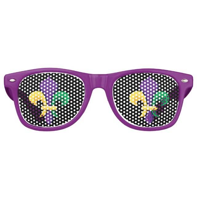 Mardi Gras Carnival Fleur de Lis Retro Sunglasses (Front)