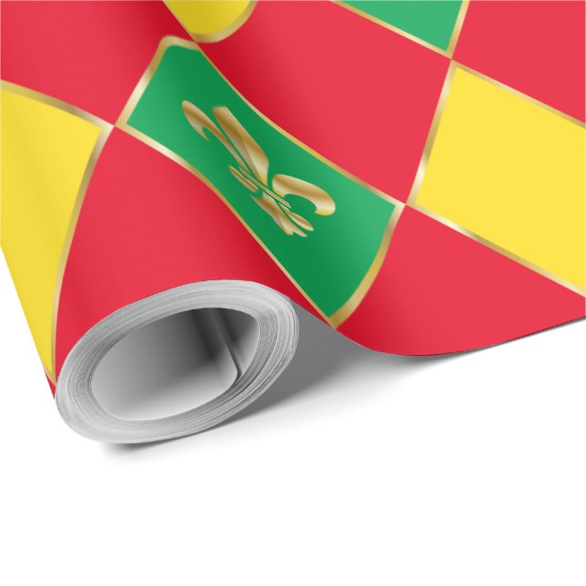Mardi Gras Carnival Geometric Rhombus Fleur de Lis Wrapping Paper (Roll Corner)