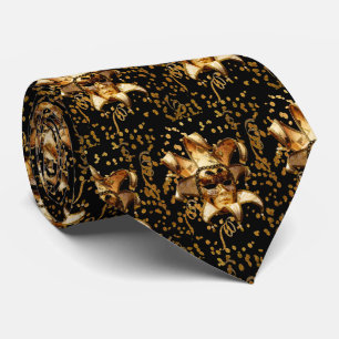 Mardi Gras Carnival  Gold Mask With Confetti Black Tie